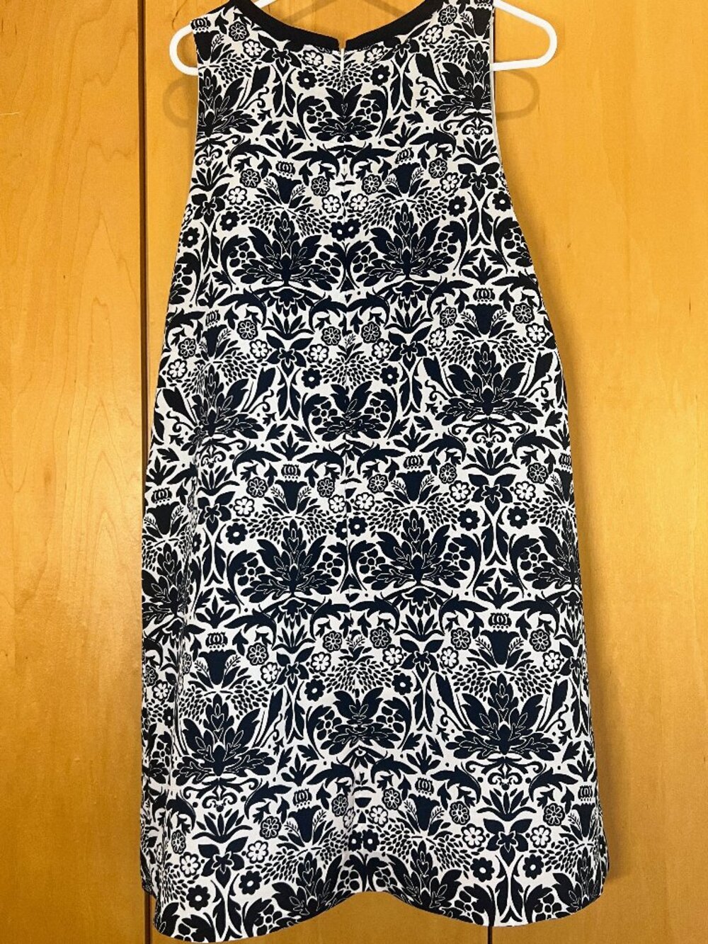 Navy and white damask Loft sheath dress, size M,